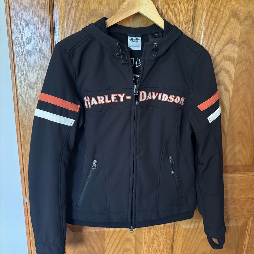 Harley-Davidson Black and Orange Utility Jacket with Sporty Design
